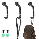 Railroad Spike Coat Hooks Vintage Cast Iron Wall Hook Heavy Duty J Shape Hooks Rustic Hook for Hanging Farmhouse Towels Clothes Bags Hats Keys 3 Pcs (J Shape)