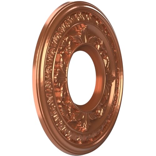 Image of Ekena Millwork CMP10BABCO Baltimore Thermoformed PVC Ceiling Medallion (Fits Canopies up to 4 1 /4 inch), 10 inchOD x 3 1 /2 inchID x 3 /4 inchP, Bright Coat Copper