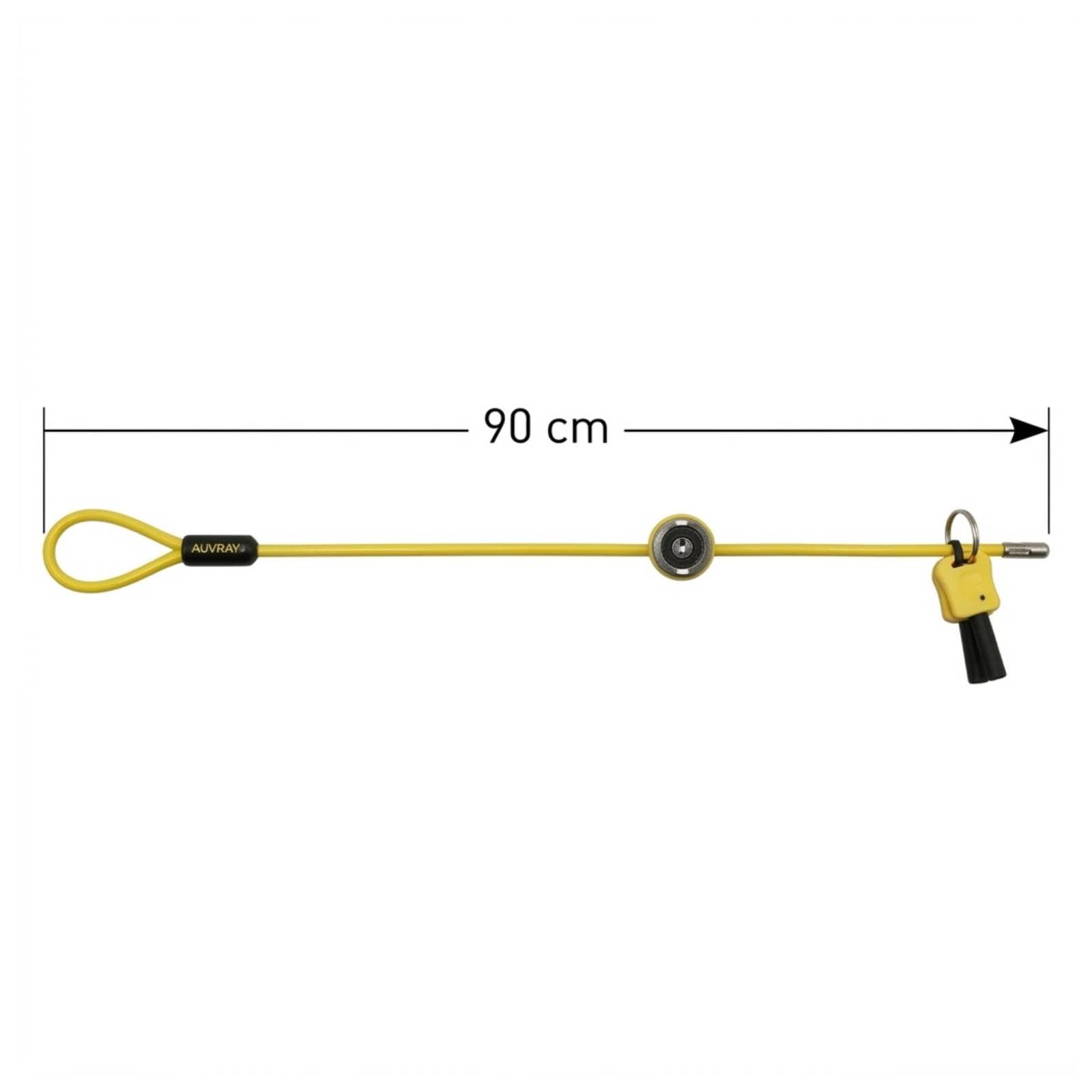AUVRAY Antivol Casque Moto Jaune - Câble Antivol 90 cm x 4 mm - Cadenas à Clé pour Scooter et Moto sans Top-Case - Protection Sécurisée Robuste