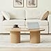 RUSTYER Oval Fluted Coffee Table, Farmhouse Wood Coffee Table Mid Century Modern Center Table Boho Living Room Tables for Living Room Office (Natural, 19.69
