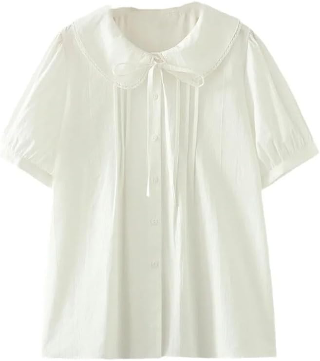 Women's Lace Short Sleeve Cotton Shirt