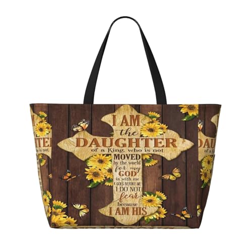 Daughter Of A King Butterfly Large Capacity Waterproof Beach Travel Bag With Multiple Pockets - Sandproof Tote For Swimming & Camping2