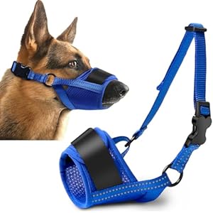 Dog Muzzle, Soft No Barking Bite Mesh Muzzles for Large Sized Dogs Anti Chewing, Breathable Muzzle for German Shepherd Labrador/Golden Retriever, etc, Suit for Grooming Vet Allows Panting Drinking