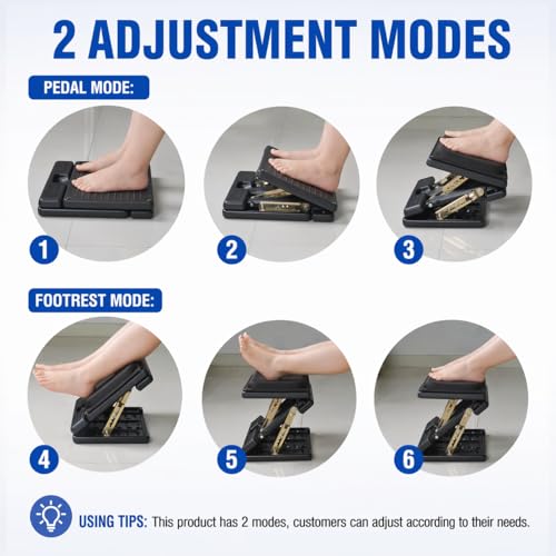 Image of Adjustable Footrest with Removable Foam Cushion, Under Desk Footrest with Massage Beads for Car, Home, Office Stool, 4-Level Height for Improved Posture Back&Hip Pain Relief(Black Plus)
