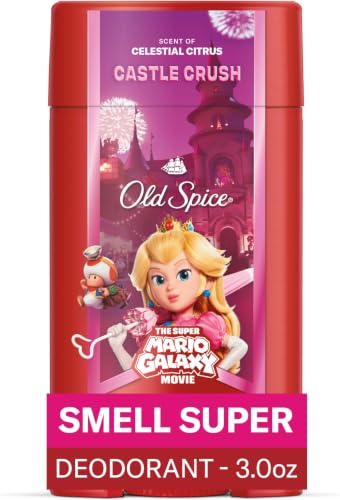 Image of Old Spice Aluminum Free Deodorant for Men,Old Spice x The Super Mario Galaxy Movie, 24 /7 Freshness, Lasting Odor Protection, Smell Super with Castle Crush, Celestial Citrus Scent, 3.0 oz (Pack of 12)
