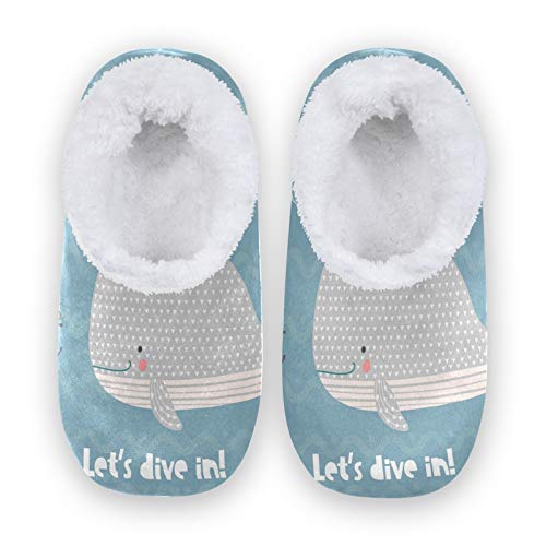TropicalLife JNlover Ocean - Pantuflas para casa con diseño de ballena y animales, con parte...