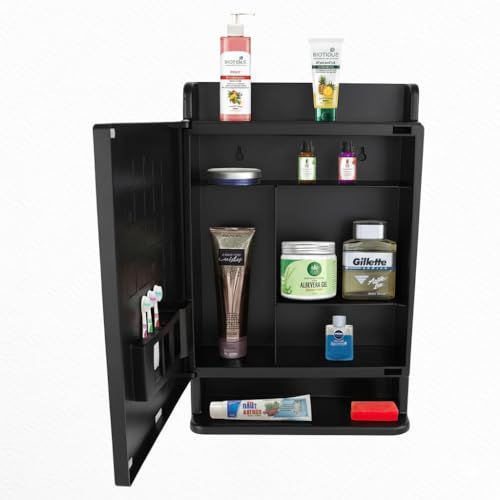 ZOLMIX Premium Bathroom Cabinet with Mirror, 2 kg, Black - Image 6