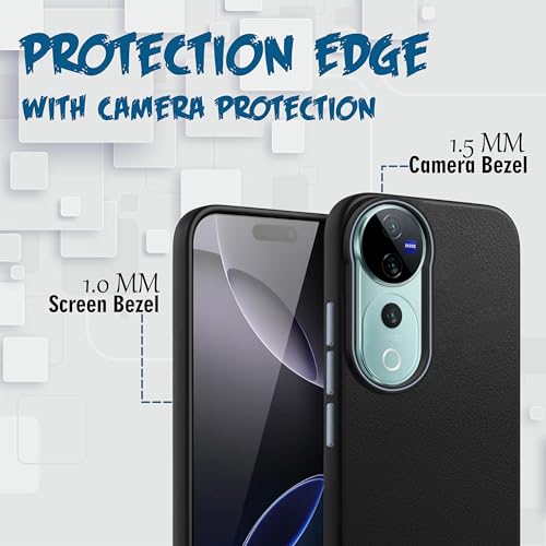 Image of V-TAN Leather Textured | TPU Back Cover Case Compatible with Vivo V40 Pro 5G (Black)
