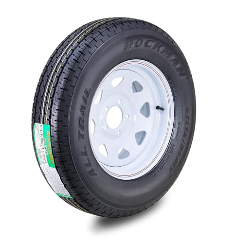 ROCKMAN trailer tire wheel assembly 6-lug 4.5 in white spoke rim