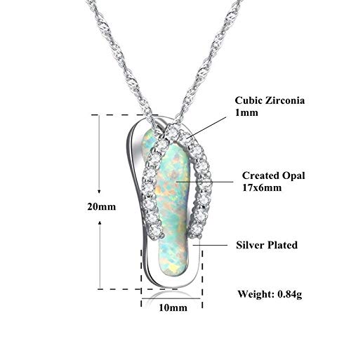 Cinily White Opal Necklace Shoe Pendant 18K White Gold Plated Flip Flop Beach Shoes Sandal Pendant Necklace For Women Girls #TOP5