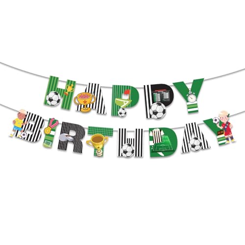 Image of Festiko Football Theme Happy Birthday Banner With Ribbon, Football Theme Decorations, Birthday Decoration Items