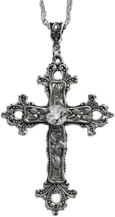 925 Sterling Silver Cross Necklace Y2k, Y2k cross necklace, Crystal Cross Pendant Necklace for Women Men Gothic,