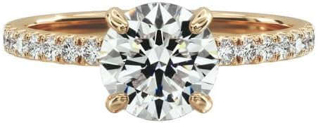 1-5 Carat 14K Gold Platinum Classic Pave Band with Round Cut Lab Grown Diamond Ring, Engagement, Anniversary, Wedding, IGI Certified, Promise Rings for Women (1-5 Ct, F-G Color, VS1-VS2 Clarity)