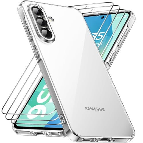 caslord Hülle für Samsung Galaxy A56 5G, 1 Handyhülle mit 3 Stück Hartglas, Weiche TPU Transparent Stoßfest Schutzhülle Durchsichtige Kratzfest Handyhülle Case Cover