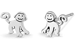 Cute Silver Monkey Earrings: Animal Jewelry from the Jungle