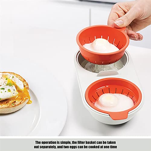 Artiomo Double Egg Poacher For Microwave,2 Cavity Edible Silicone Drain Egg Boiler Set, Non-Stick Egg Cooker Poached Egg Steamer, Home Kitchen Cooking Gadget Tools, Bpa Free, Dishwasher Safe (Blue) #TOP6