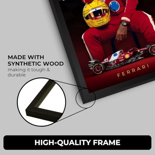 Image of Funk You Store Lewis Hamilton Poster Ferrari F1 Poster | Framed Ferrari F1 Car A4 Sized (31 x 23 cm) | Lewis Hamilton Posters | Ferrari Car Frame for Wall, Formula 1 Frames Formula 1 Frame (F 023)