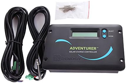 Renogy CTRL-ADV30 Adventurer 30A 12V/24V Negative Ground PWM Flush Mount Charge Controller with LCD Display Compatible with Sealed, Gel, and Flooded Batteries