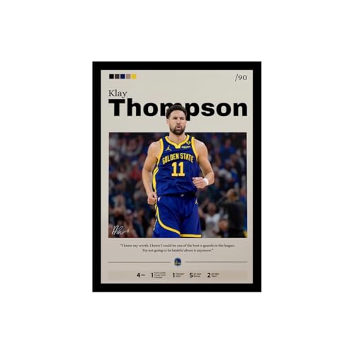 Image of BLINKART Klay Thompson | Nba Basketball Player | Synthetic Wood Photo Framed Wall Hanging Poster For Room & Office Bedroom Living Boys And Girl Room Home Wall Hanging | 12x18 Inches