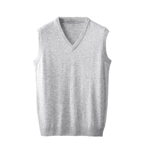 Men's Sleeveless Knitted Sweater Vest Pullover Business Solid Color V-Neck Outwear Tops