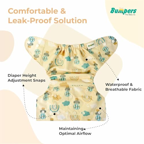 Image of Bumpers Premium & Ultra Soft Reusable Cloth Diaper with Insert Pad | Extra Absorbant, Washable, Waterproof & Adjustable Cloth Diaper for Babies /Kids, 3M-3Years (Pack of 1, Free Size, Light Pink)
