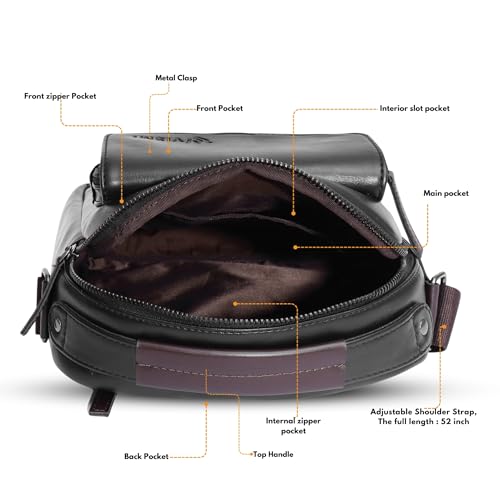 Image of VISMIINTREND Leather Sling Bag for Men Travel | Side Shoulder Messenger Bag for Man | Fits 10 inch ipad | Corporate Gifts for Men | Birthday Gift for Husband /Father | Premium