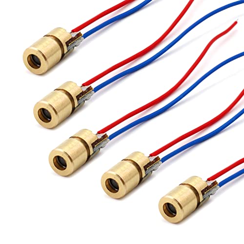 Yetaida Laser Diode, 10PCS 5V 650nm 5mW Mini Red Laser Diode Laser, Red Dot Laser Head, with Leads Head Outer Diameter 6mm