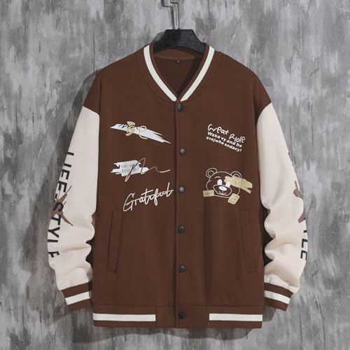 Casual Hip Hop Baseball Jackets for Men Funky Long Sleeve Graphic Bomber Coats Patchwork Varsity College Jackets2