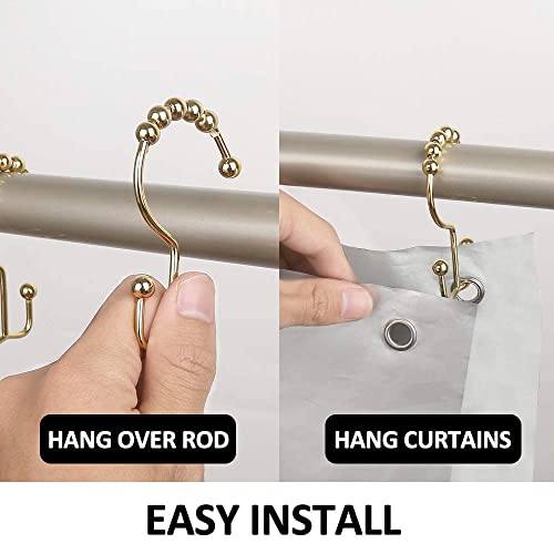 Bathdesign Shower Curtain Hooks Rings, Stainless Steel Rust Proof Double Sided Shower Curtain Hooks, For Bathroom Shower Rods Curtains, Set Of 12 Shower Curtain Hooks (Gold) #TOP4