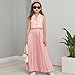 Girls Summer 2 Piece Outfits Cute Lapel V Neck Blazer Vest and A-Line Pleated Maxi Skirt Matching Sets for 2-7 Years