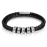 Engrave Bracelets for Men Custom Gifts for Father Dad Name Bracelet with 1-6 Beaded Beads for Daddy