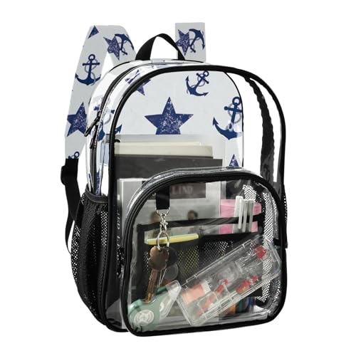 Navy Blue Anchor Pentacle Beige Clear Backpack Women Cute Girls Backpack Kids Boys Approved Shoulder Bag2