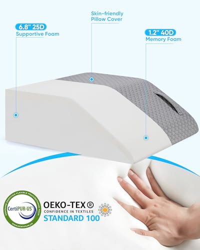 Forias Almofada de elevação de perna de 20 cm para pós-cirurgia, almofada de espuma viscoelástica pa