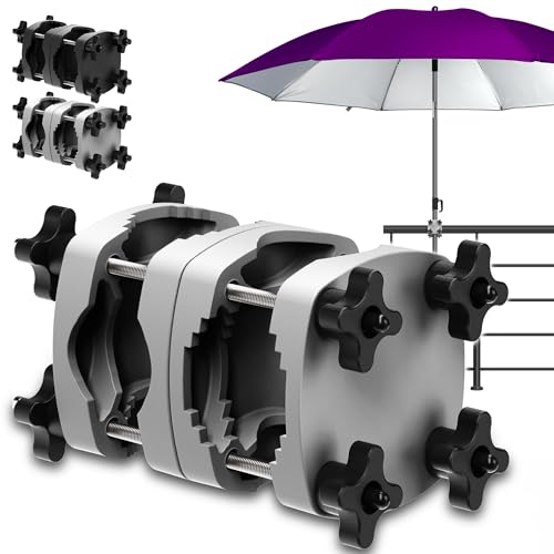 4happy Sonnenschirmhalter Balkongeländer in Anthrazit - Bombenfeste Sonnenschirm Halterung Balkon, kompakte Schirmhalterung Balkongeländer als platzsparender Ersatz für Sonnenschirmständer Balkon