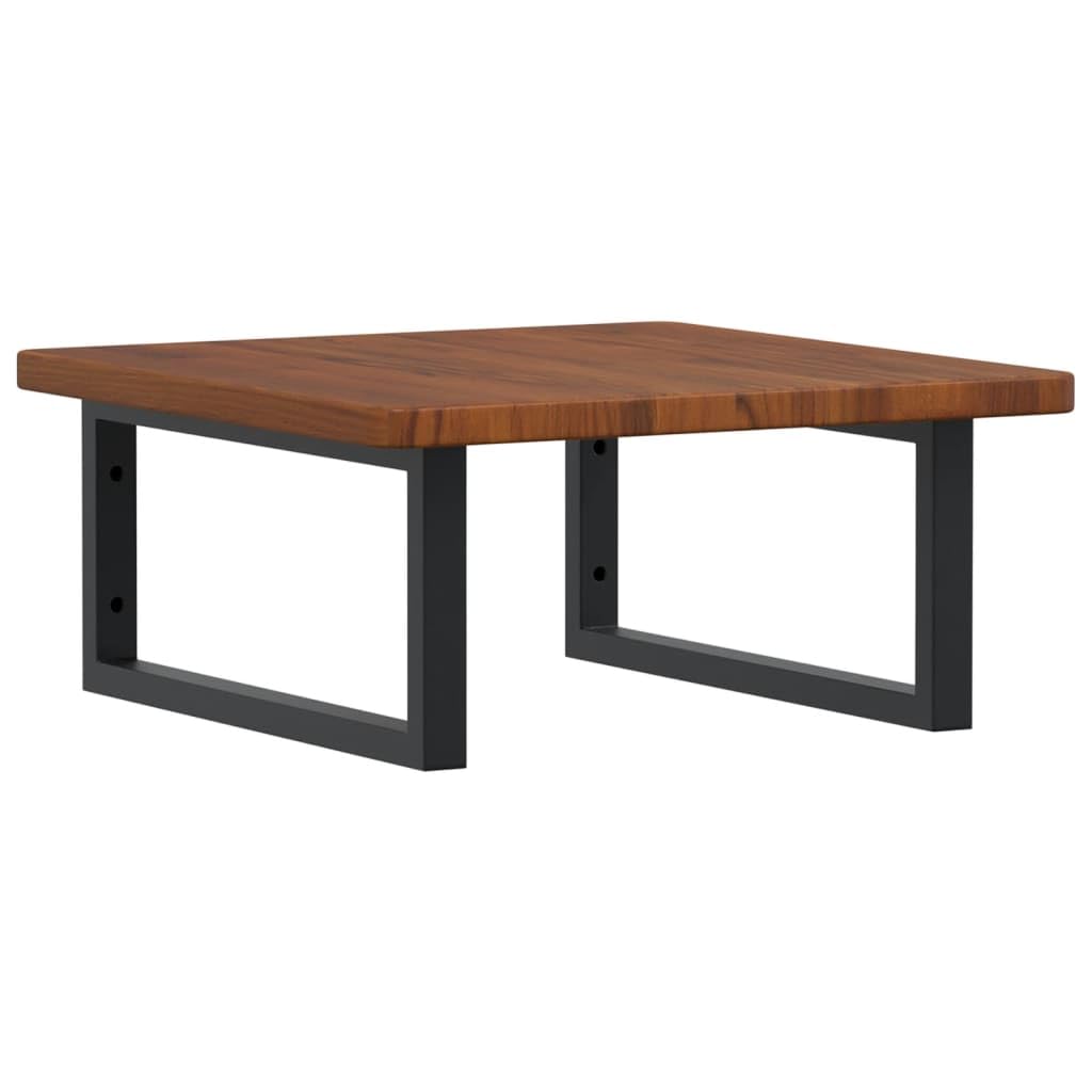 Piano per lavabo, 50 x 50 cm, in rovere massiccio, con supporto in acciaio, colore nero, design moderno, robusto e durevole, salvaspazio, per bagno, ospiti, WC, cucina