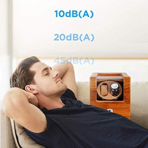 FENOKD Mechanical Watch Shaker Automatic Single Watch Winder Box, Quiet Motor and 4 Mode Rotating, Wooden Watches Storage Display Box