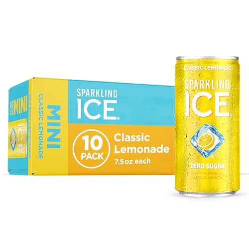 Image of Sparkling Ice Classic Lemonade Sparkling Water, with Antioxidants and Vitamins, Zero Sugar, 7.5 fl oz Mini Cans (Pack Of 10)