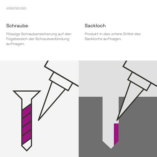 Bäder Schraubensicherung Niedrigfest B222Eco Lila - Schraubenkleber 10ml, Gewindekleber, hitzebeständiger Kleber, Gewindedichtung flüssig, Gewinde Dichtmittel, Metall Kleber, Industrie Kleber