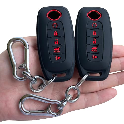 TANDRIVE 5-Button Key Fob Cover for 2023-2026 Nissan Rogue Pathfinder and 2024-2026 Sentra Silicone 2-Pack Red Button Black
