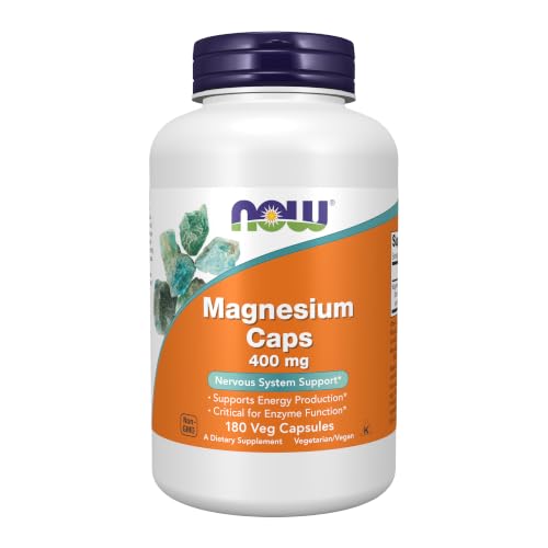 NOW Foods Supplements Magnesium 400 mg Enzyme Function* Nervous System Support* 180 Veg Capsules