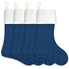 Blue Christmas Stocking 18 Inch 4 Pack Velvet Hanging Xmax Personalized Stockings Bulk for Sublimation Blanks