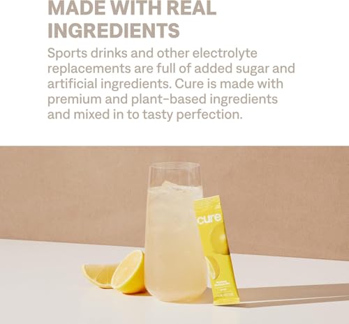 Image of Cure Hydration - Electrolyte Drink Powder Lemonade 28 Packets | Plant-Based Dehydration Relief Mix Made with Coconut Water, No Added Sugar, Vegan, Non-GMO, Gluten Free, FSA-HSA Eligible