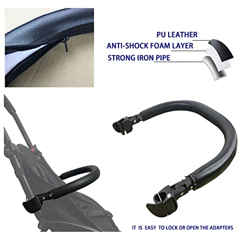 Baby Stroller Bumper Bar,Armrest,Crossbar,Handle,Handrail Compatible With Bbz Yo/Yo+ Stroller Accessories-Black Pu Leather #TOP4
