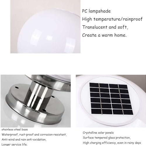 Lámpara solar de bola para jardín con elegante base de acero inoxidable 8