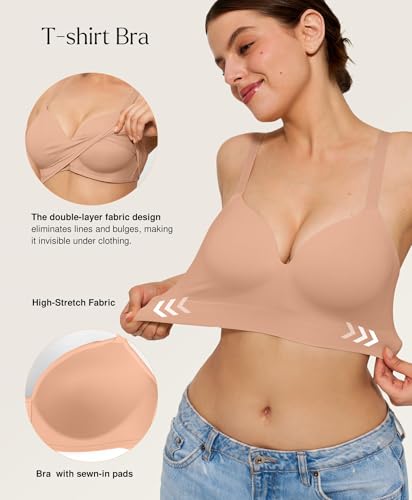 Popilush Wireless Seamless Bras for Women Soft Foam Cups Bralette No Wire Support Comfort T Shirt Bra3