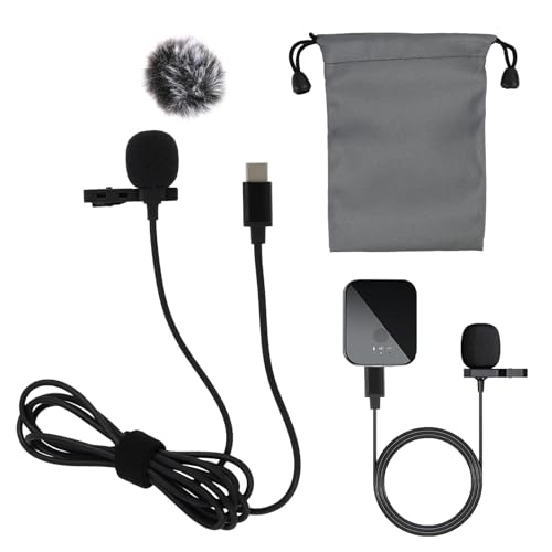Micrófono de Solapa Type-C, Micrófono Lavalier de Grabación Omnidireccional con Clip, 1.5M Cable para Android, Cable de 2M, para Android,Tablet y PC,para Entrevistas, Videoconferencias,Podcasts y Cant