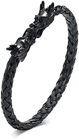 VNOX Mens Viking Bracelet Braided Rope Wristbands Stainless Steel Norse Vikings Jewelry Valknut Protection Amulet Birthday Gift for Men Boys