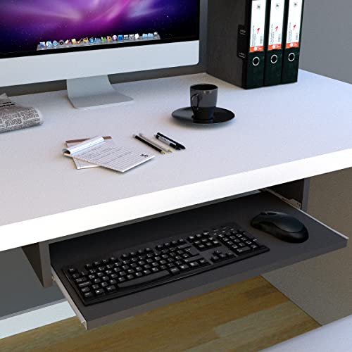 Henor PortaTeclado Bandeja Extraíble Madera FSC® 70 x 31 x 11 cm Bajo Escritorio Bajo Mesa Grafito