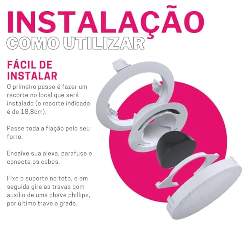 Arandela de Embutir Linha LUX Compatível com Amazon Alexa Echo Pop