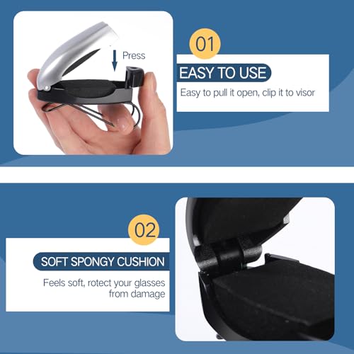 Image of Frienda 5 Pcs Sunglasses Holder for Car Sun Visor Clip, Sunglass Holder for Visor Eyeglasses Mount Ticket Card Clip Car Accessories for Women Men (Silver)